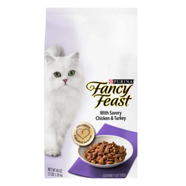 Purina Fancy Feast Chicken & Turkey Dry Cat Food, 48 oz on Sale