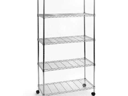 Seville Classics, 5-Tier Steel Wire Shelving wWheels, 150x45 cm on Sale