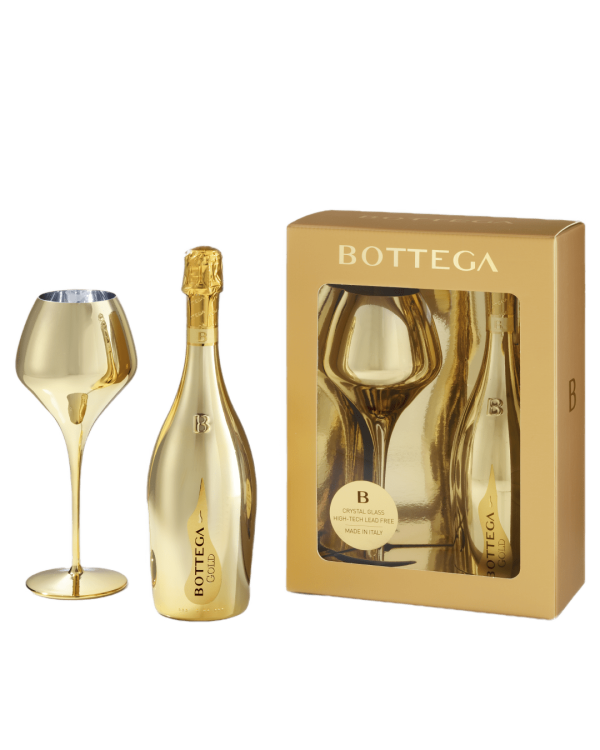 Bottega Confezione Gold and Magnifico Gold Glass Prosecco, 75 cl Hot on Sale