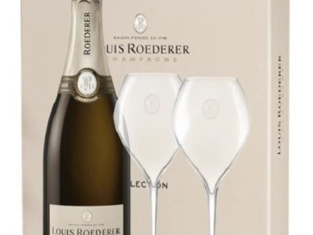 Louis Roederer Collection 244 Brut Champagne  Jamesse Flutes Gift Set, 75 cl Sale