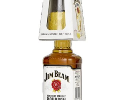 Jim Beam White Bourbon Whiskey with Glass Gift, 70 cl Hot on Sale