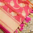 Orange-Pink Pure Katan Silk Kadwa Jangla Handloom Dupatta Discount