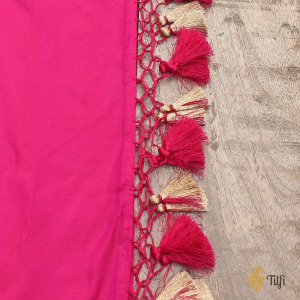 Rani Pink-Red Pure Katan Silk Banarasi Handloom Patola Dupatta Online Sale