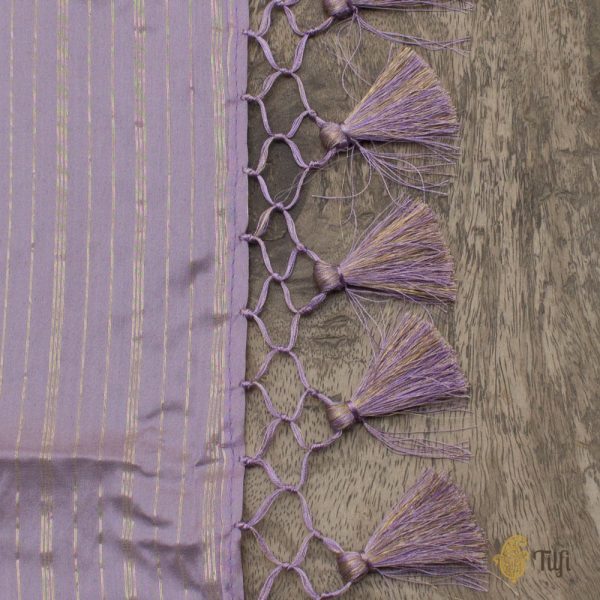 Lilac Pure Katan Silk Banarasi Handloom Dupatta Online Sale