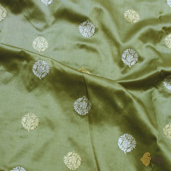 Light Sage Green Pure Katan Silk Banarasi Handloom Dupatta Online Sale