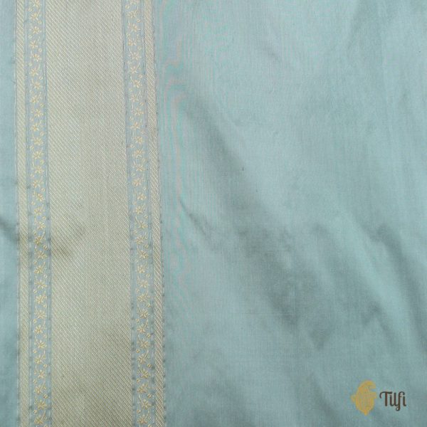 Light Blue Pure Katan Silk Banarasi Handloom Saree Cheap