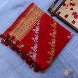 Red Pure Katan Silk Banarasi Handwoven Dupatta For Cheap