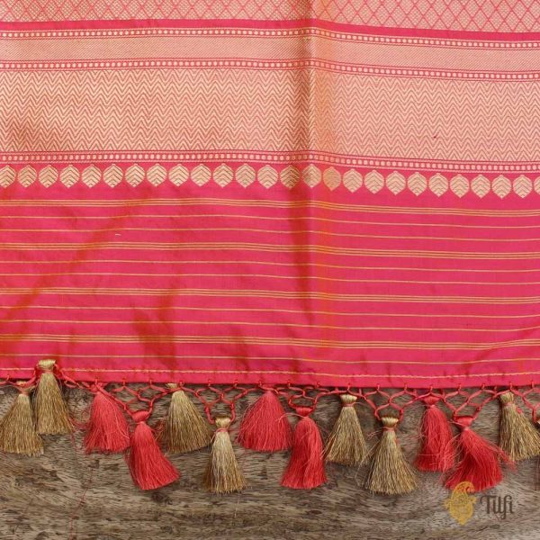 Light Orange-Gulabi Pink Pure Katan Silk Kadwa Jangla Handloom Dupatta Online