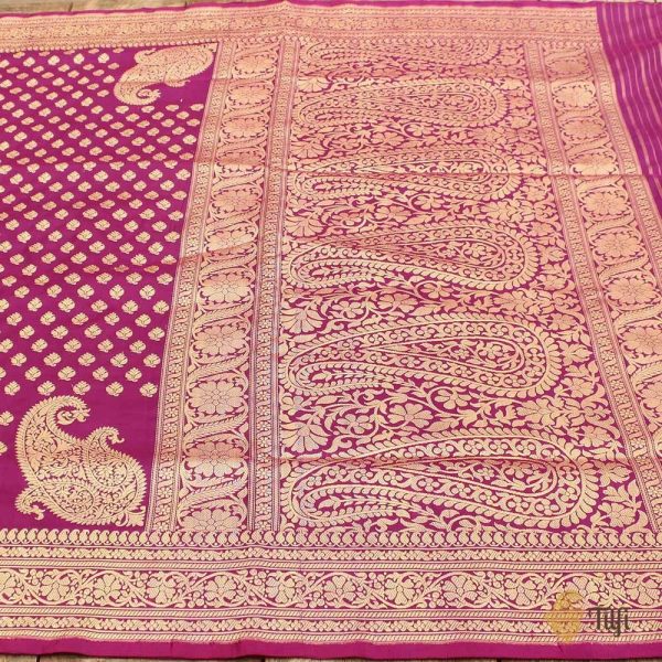 Magenta-Purple Pure Katan Silk Banarasi Handloom Saree Online Hot Sale