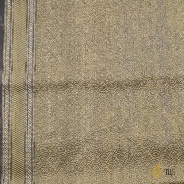 Blue-Grey Pure Kora Silk Handwoven Kadwa Banarasi Saree Hot on Sale