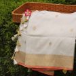 Off-White Pure Cotton Banarasi Handloom Dupatta on Sale