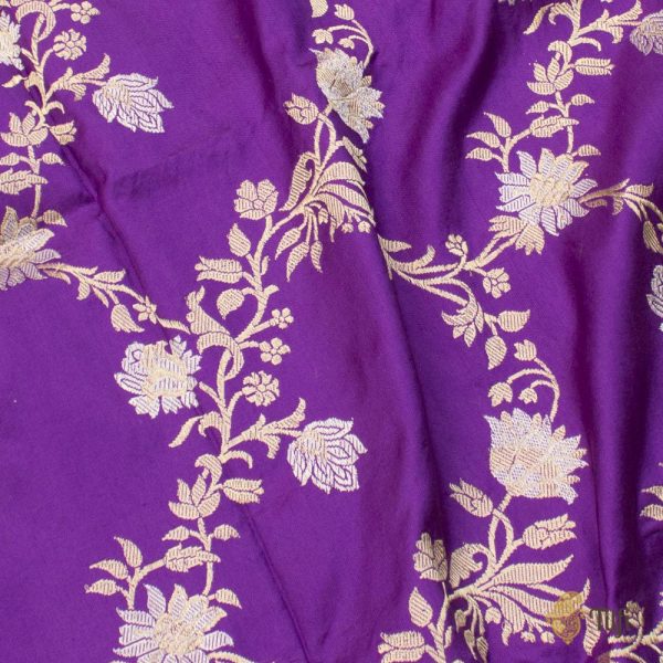 Purple Pure Katan Silk Banarasi Handloom Dupatta Cheap