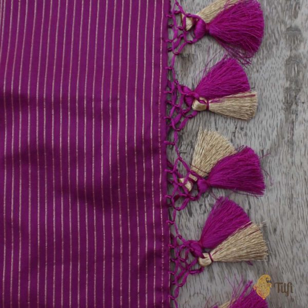 Magenta Pure Katan Silk Banarasi Handloom Dupatta Cheap