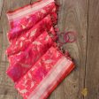 Orange-Gulabi Pink Pure Katan Silk Banarasi Handloom Dupatta Hot on Sale