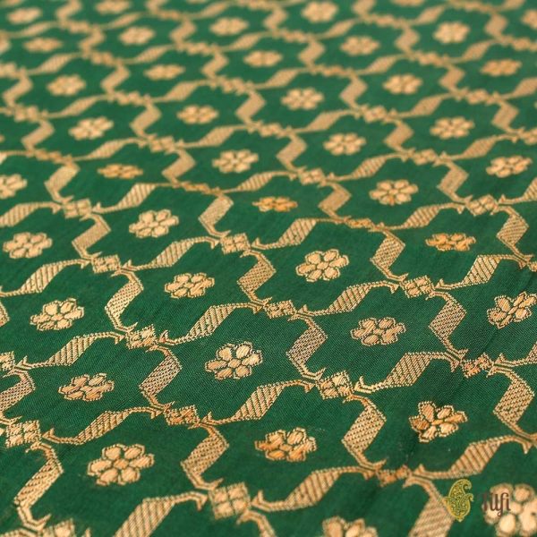 Green Pure Silk Georgette Banarasi Handloom Dupatta Fashion