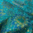 Aqua Blue Pure Soft Satin Silk Banarasi Handloom Fabric on Sale