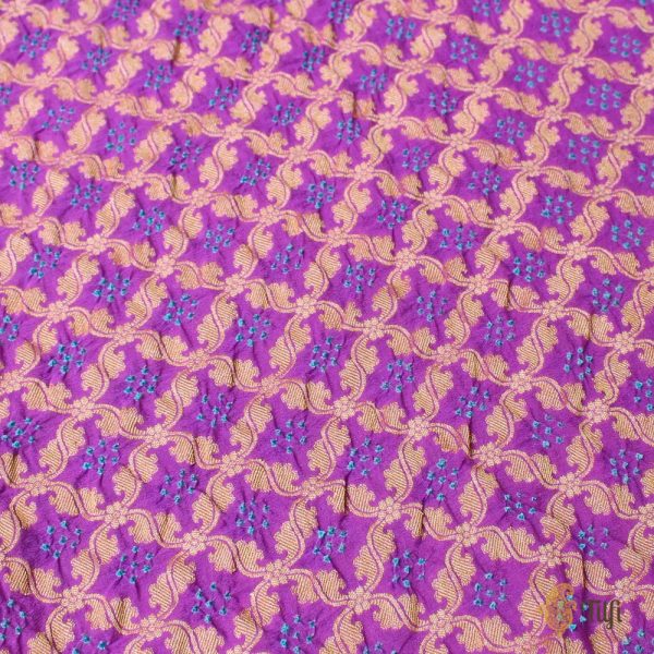 Lavender Pure Georgette Banarasi Handloom Bandhani Dupatta Sale