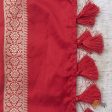 Red Pure Katan Silk Banarasi Handloom Petite Dupatta Hot on Sale