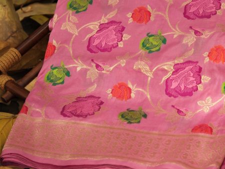 Amaranth Pink Pure Katan Silk Banarasi Handloom Saree Fashion