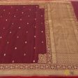 Maroon Pure Katan Silk Ektara Banarasi Handloom Saree Online Hot Sale