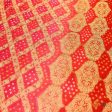 Pink-Orangish Red Pure Georgette Banarasi Handloom Bandhani Dupatta For Discount