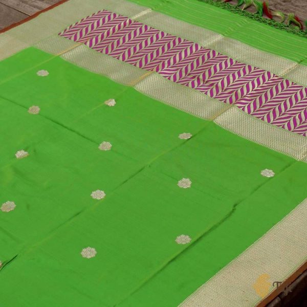 Green Pure Katan Silk Banarasi Handloom Dupatta Online