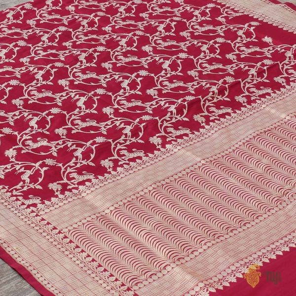 Maroon Pure Katan Silk Banarasi Handloom Dupatta Hot on Sale