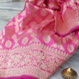 Light Peach-Pink Pure Katan Silk Banarasi Handloom Dupatta Online Hot Sale