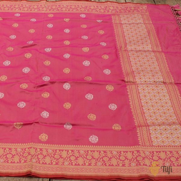 Pink Pure Katan Silk Banarasi Handloom Dupatta Sale