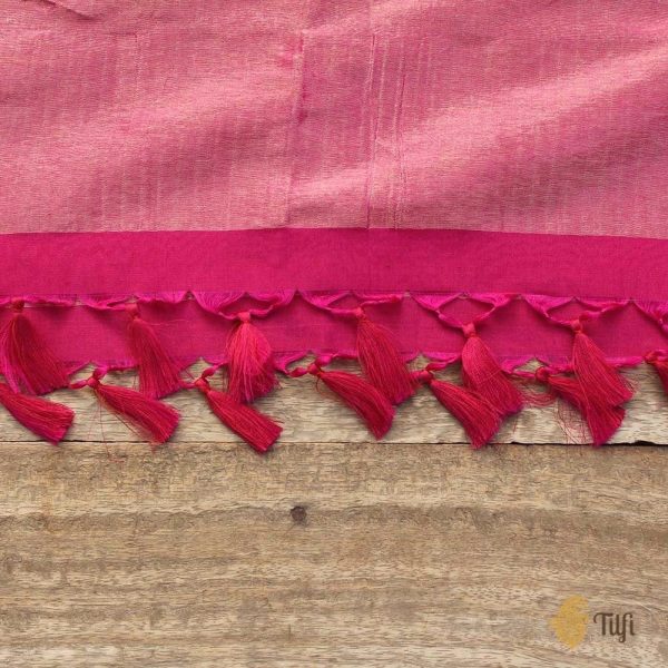 Rani Pink Pure Silk Georgette Banarasi Handloom Petite-Dupatta Hot on Sale