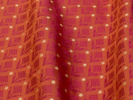 Rust-Pink Pure Soft Satin Silk Banarasi Handloom Fabric Online Sale