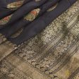 Black Pure Tussar Georgette Silk Banarasi Handloom Saree Supply