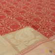 Beige-Red Pure Katan Silk Banarasi Handloom Dupatta Discount