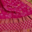 Hot Pink Pure Georgette Banarasi Handloom Bandhani Dupatta For Cheap