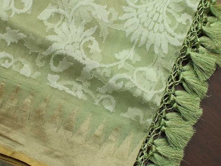 Mint Green Pure Kora Net Banarasi Handloom Dupatta Online Hot Sale