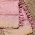 Light Pink Pure Kora Tissue Net Banarasi Handloom Dupatta Online