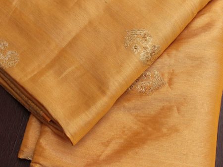 Apricot Orange Pure Katan Silk Tissue Banarasi Handloom Saree For Sale