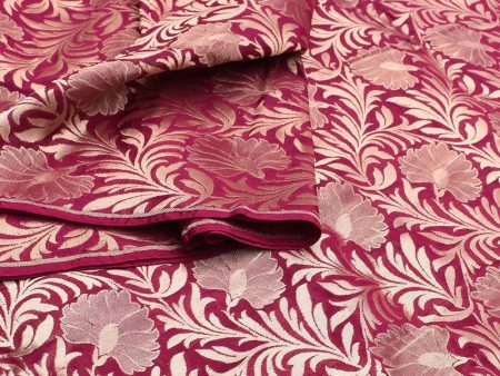 Deep Indian Pink Pure Silk Georgette Banarasi Handloom Fabric Online now