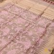 Light Pink Pure Kora Tissue Net Banarasi Handloom Dupatta Online