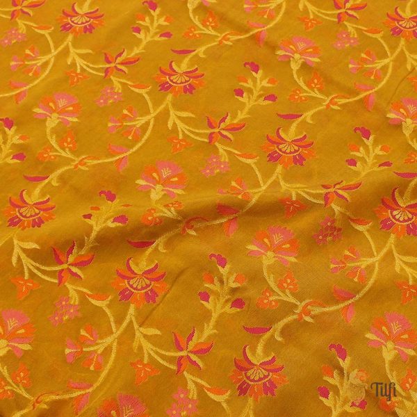 Mustard Pure Khaddi Georgette Banarasi Handloom Dupatta Supply