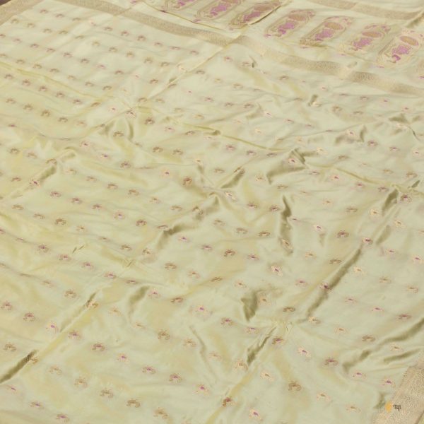 Light Yellow Pure Katan Silk Banarasi Handwoven Dupatta Fashion