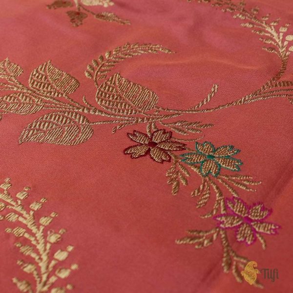 Peach-Light Pink Pure Katan Silk Banarasi Handloom Dupatta Cheap