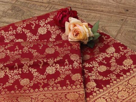 Maroon Pure Katan Silk Kadwa Jangla Handloom Dupatta Sale