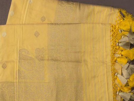 Light Yellow Pure Katan Silk Banarasi Handloom Dupatta Online