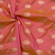 Yellow-Pink Pure Katan Silk Banarasi Handloom Fabric Supply