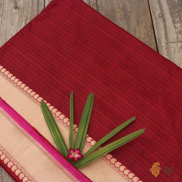 Black-Deep Red Pure Katan Silk Banarasi Handloom Saree Fashion