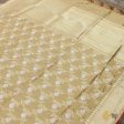 Beige Pure Katan Silk Banarasi Handloom Kadwa Jangla Dupatta Fashion