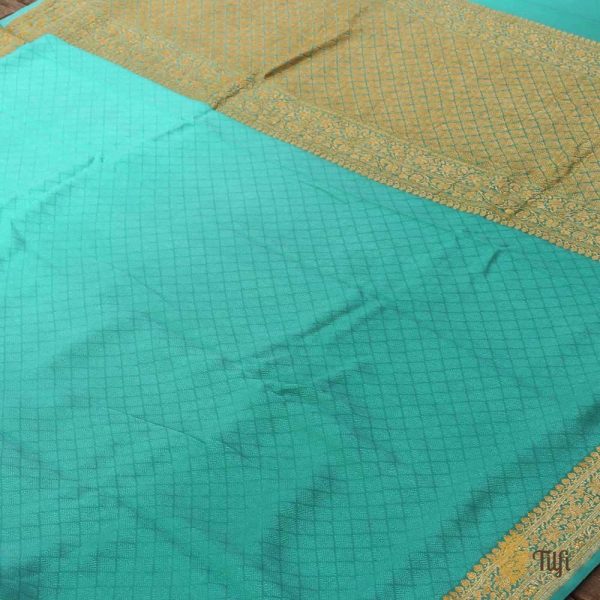 Aqua Green Pure Chiffon Georgette Banarasi Handloom Saree Hot on Sale