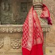 Pink-Red Pure Georgette Banarasi Handloom Bandhani Dupatta Online