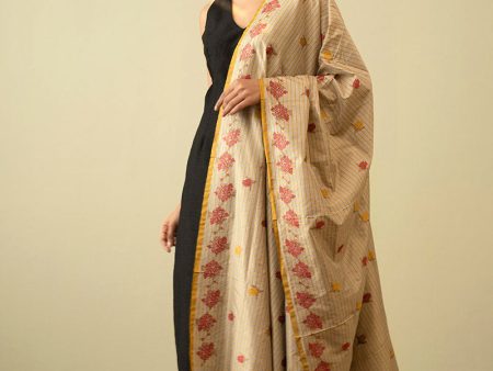 Grey-Mustard Pure Katan Silk Banarasi Handloom Dupatta For Cheap